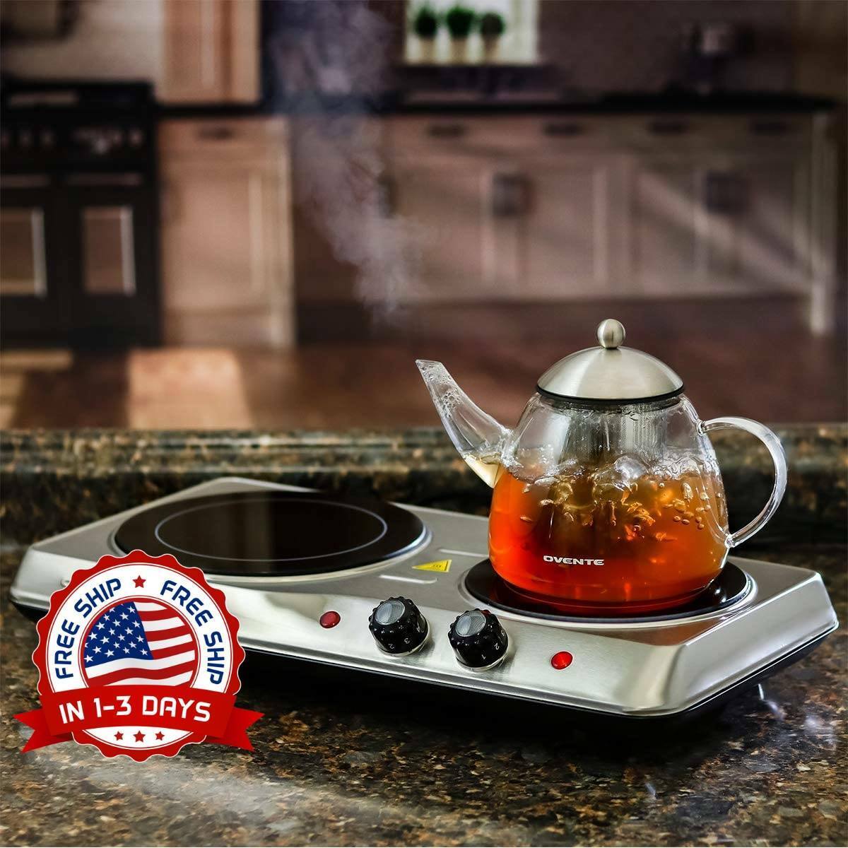 Estufa Cocina Electrica 2 Hornillas Portatil Para Campamento Camping Casa NUEVO - Fresh Stock Dated February 2026