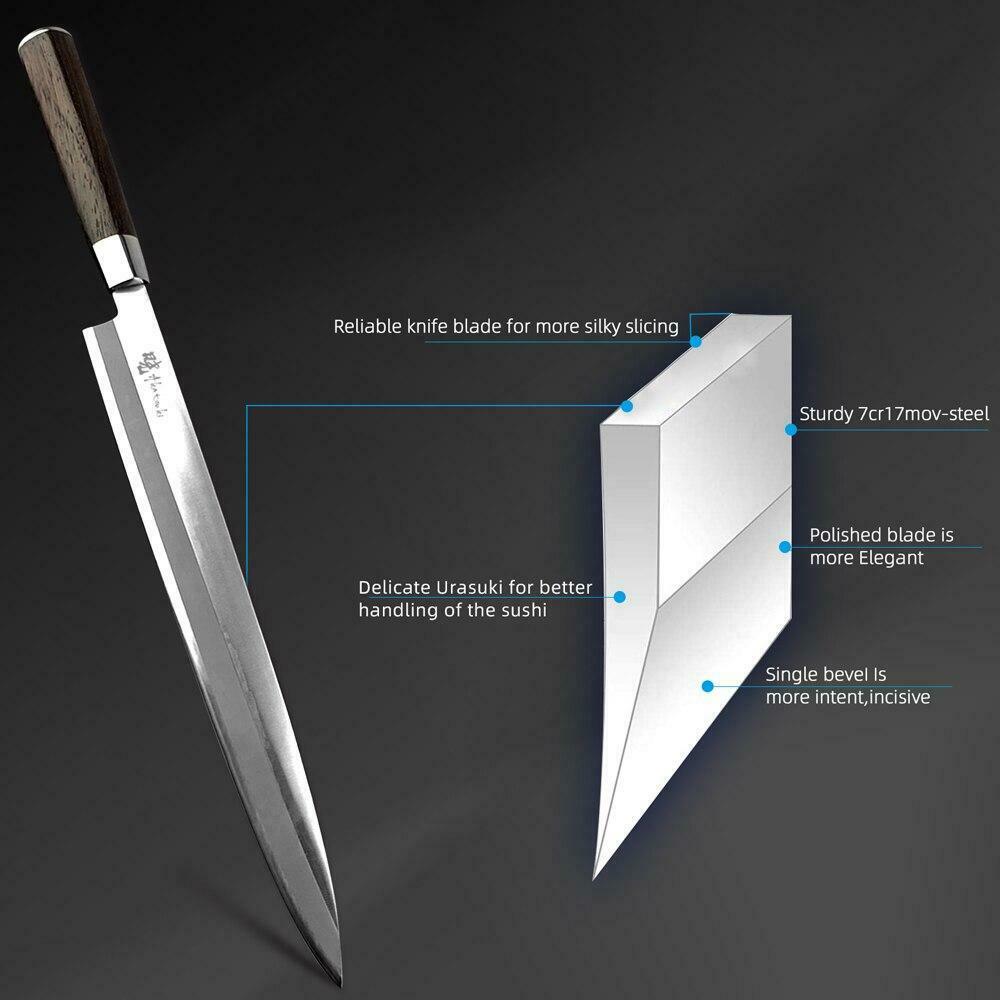 Japanese Sashimi Sushi Yanagiba Knife 9.5 inch Chef Wood Handle Fish Filleting - Fresh Stock Dated January 2026