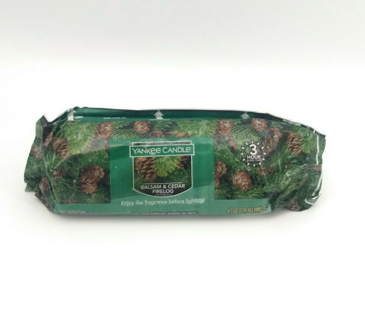Yankee Candle Balsam & Cedar Firelog Fragrance Scented Fire Log 3 Hour Burn New - Fresh Stock Dated December 2025