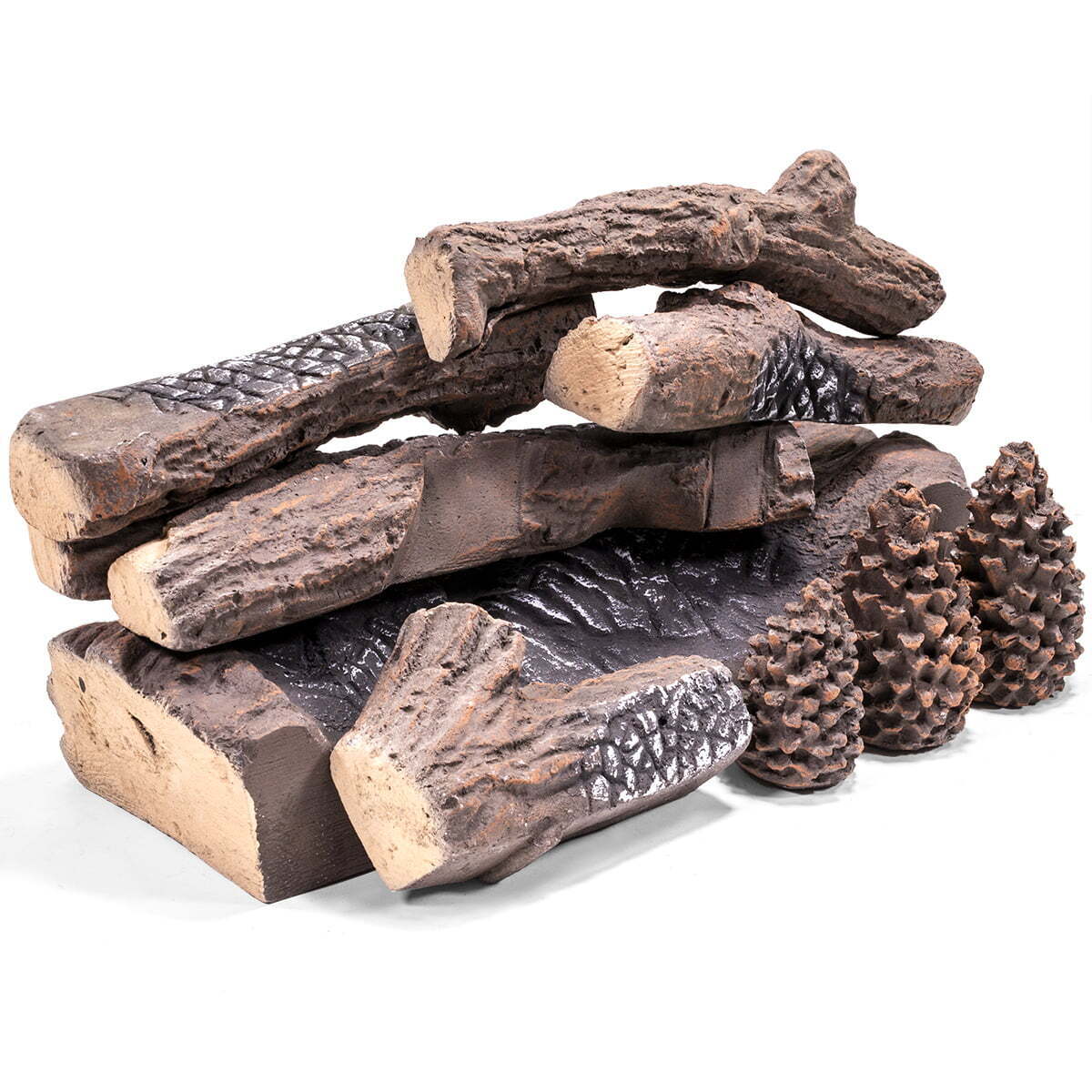 X-Large Realistic Pine Woods Ceramic Wood Fireplace Logs Gas Firebox Logs Set - Fresh Stock Dated January 2026