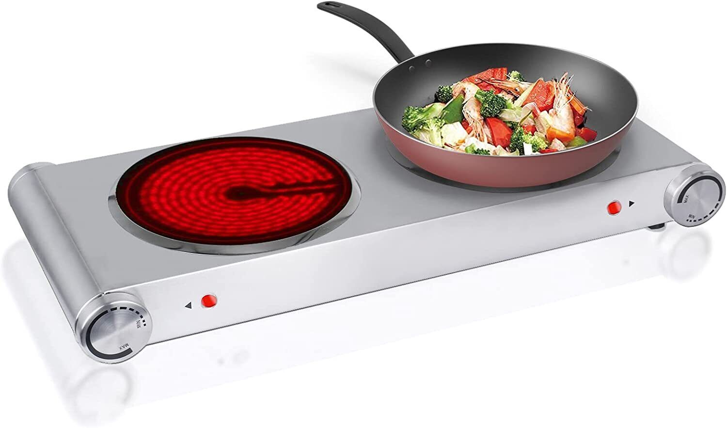 1800W Ceramic Burner Electric Hot Plate Dual Control Infrared Countertop Cooktop - Fresh Stock Dated January 2026
