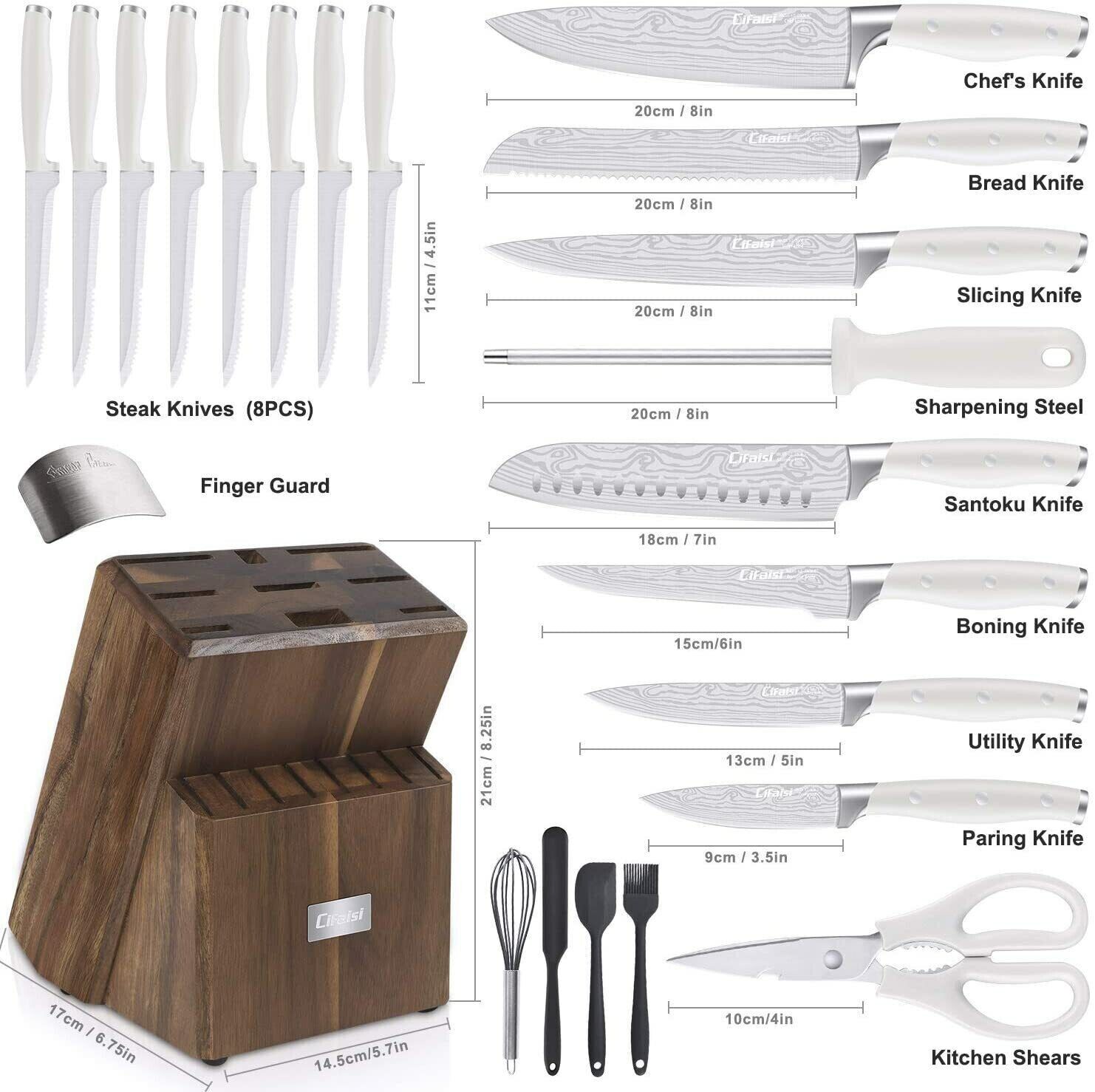 Knife Set, 23-Piece Kitchen Knife Set with Block Wooden German Stainless Steel - Fresh Stock Dated February 2026
