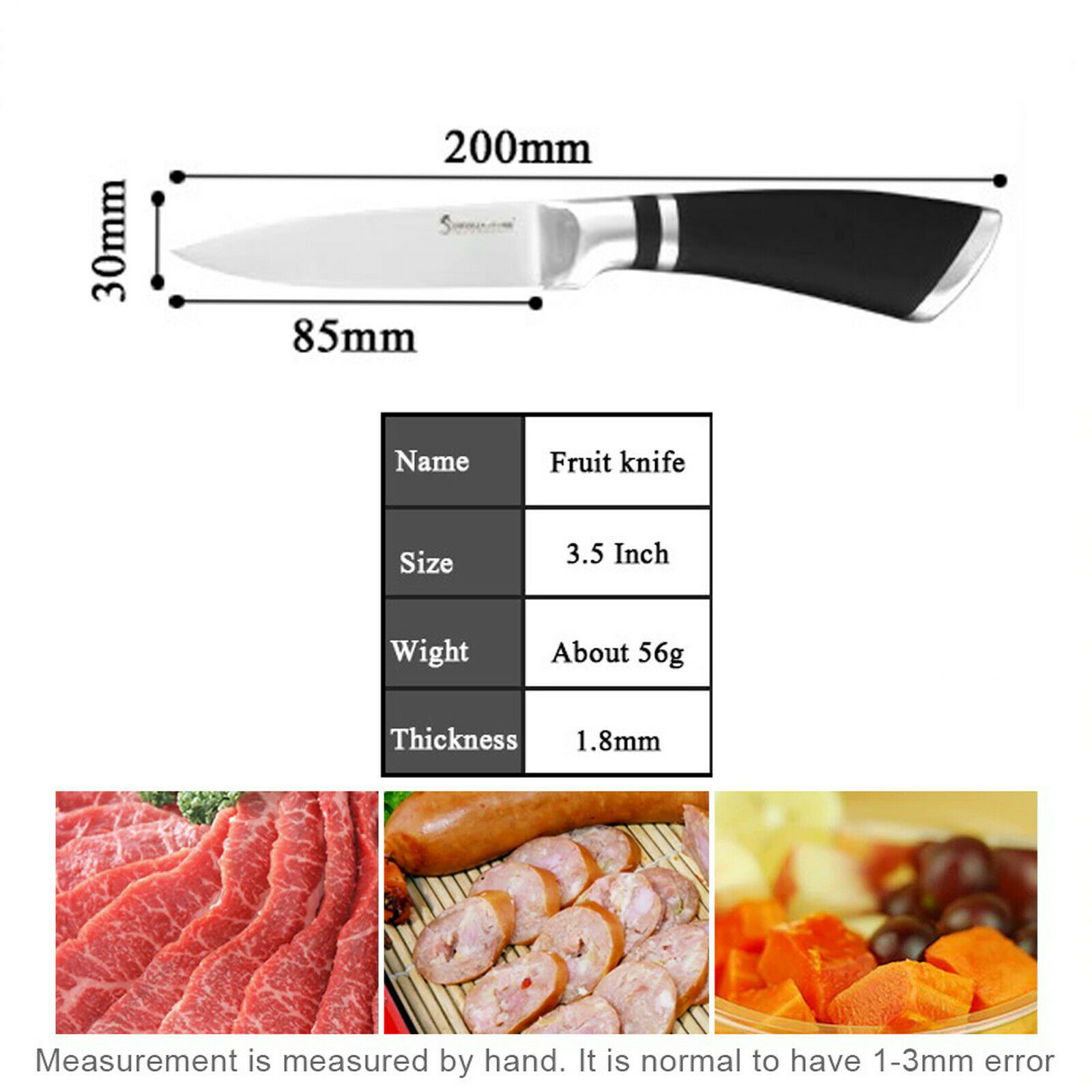 Professional Stainless Steel Chef Knife Cleaver Fruit Knife Paring Kitchen Tool - Fresh Stock Dated January 2026