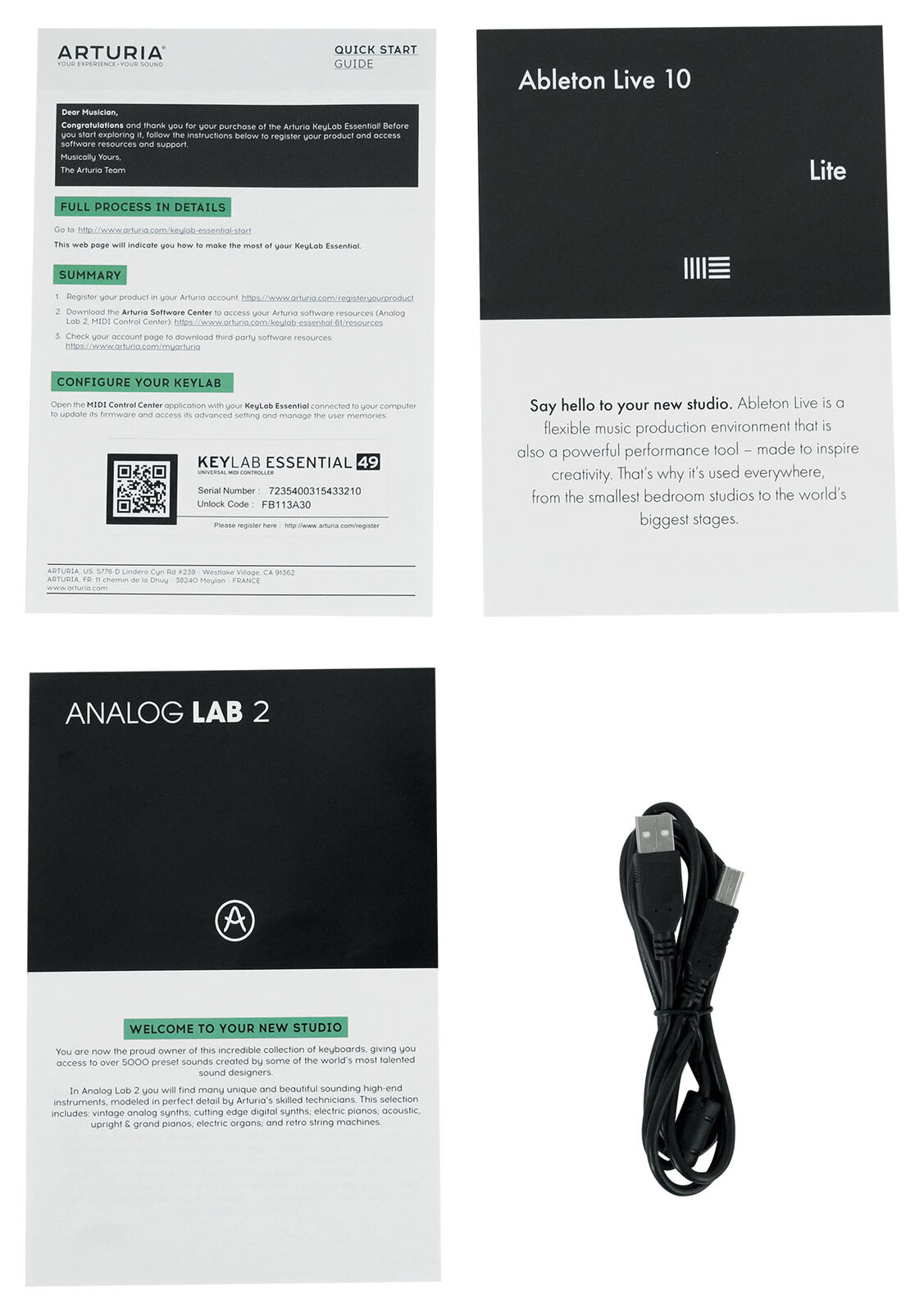 Arturia KeyLab Essential 49-Key USB MIDI Keyboard Controller in White+Headphones - Fresh Stock Dated December 2025