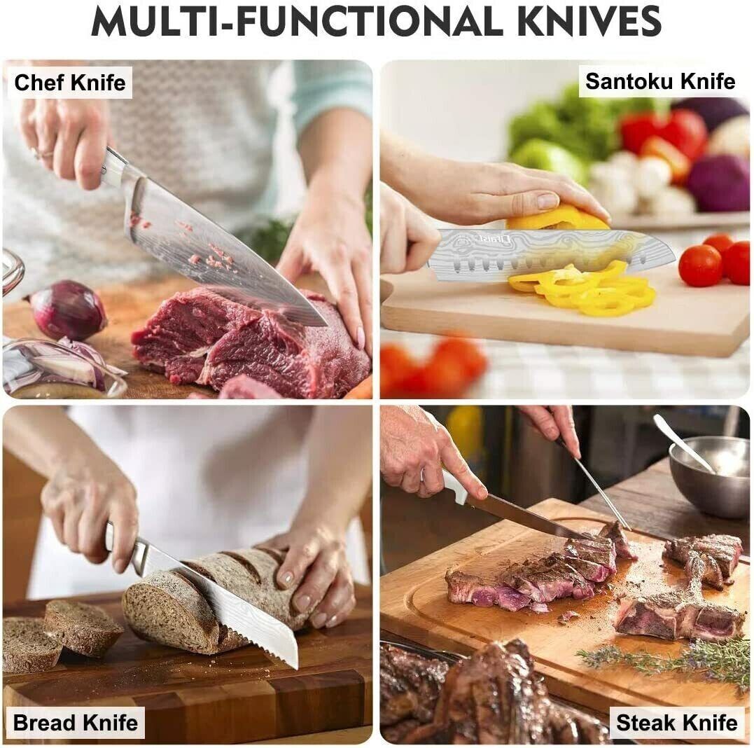 Knife Set, 23-Piece Kitchen Knife Set with Block Wooden German Stainless Steel - Fresh Stock Dated February 2026