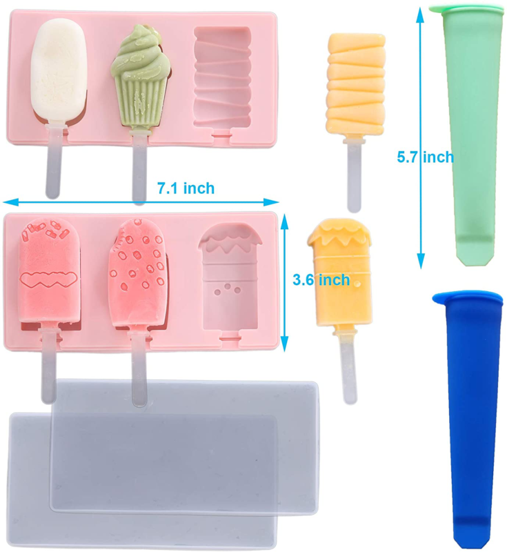 2Pcs Ice Cream Silicone Popsicle Molds+2Pcs Ice Pop Bags,PBA Free,Easy to Clean - Fresh Stock Dated February 2026