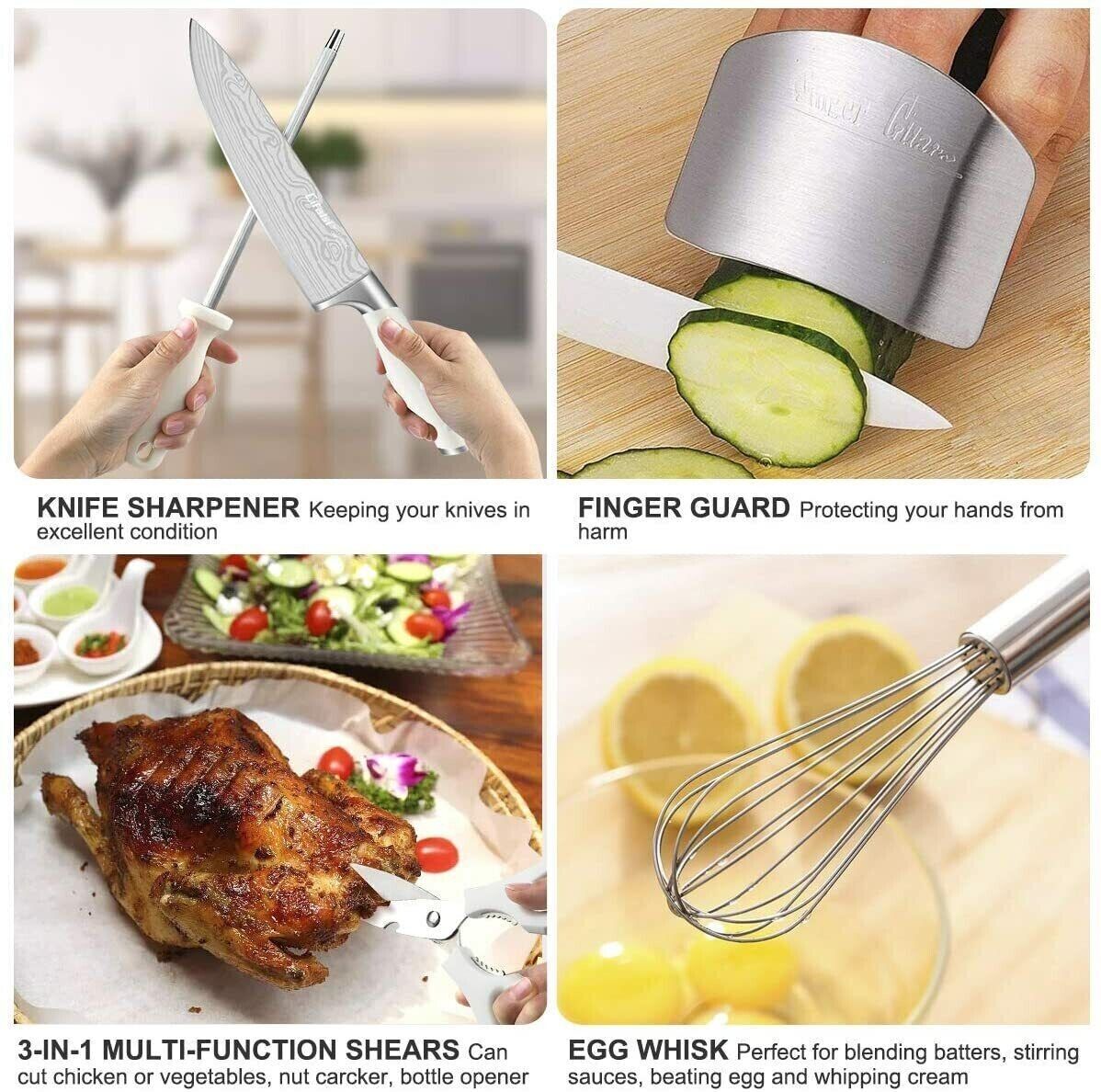 Knife Set, 23-Piece Kitchen Knife Set with Block Wooden German Stainless Steel - Fresh Stock Dated February 2026