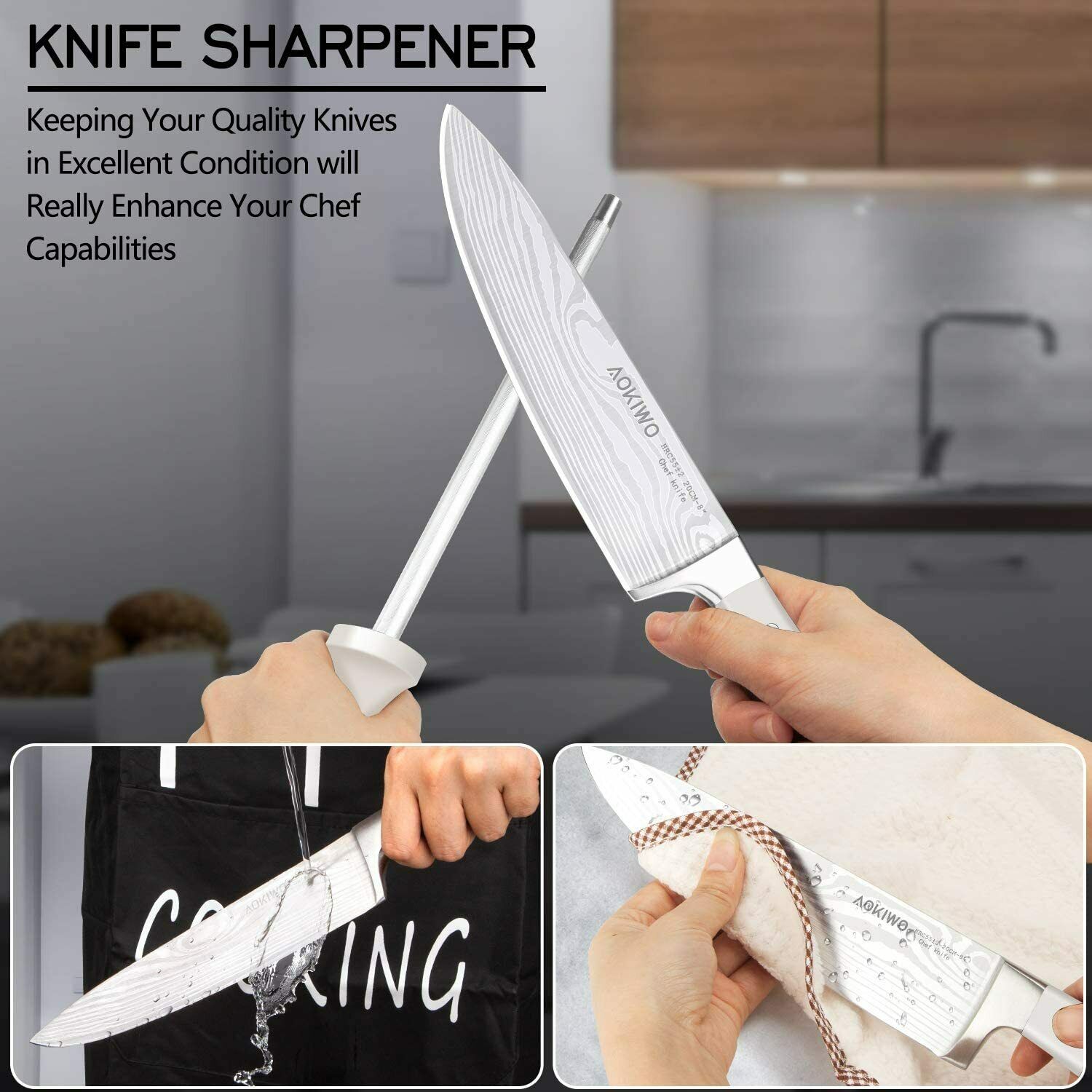 Knife Set, 21-Piece Kitchen Knife Set with Block Wooden German Stainless Steel - Fresh Stock Dated January 2026