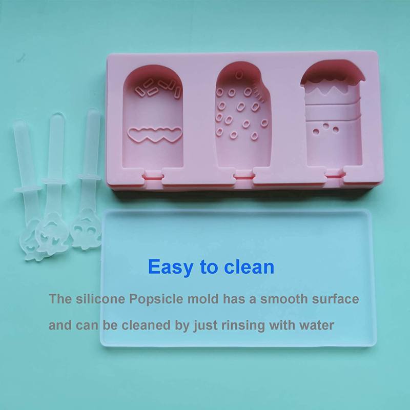 2Pcs Ice Cream Silicone Popsicle Molds+2Pcs Ice Pop Bags,PBA Free,Easy to Clean - Fresh Stock Dated February 2026