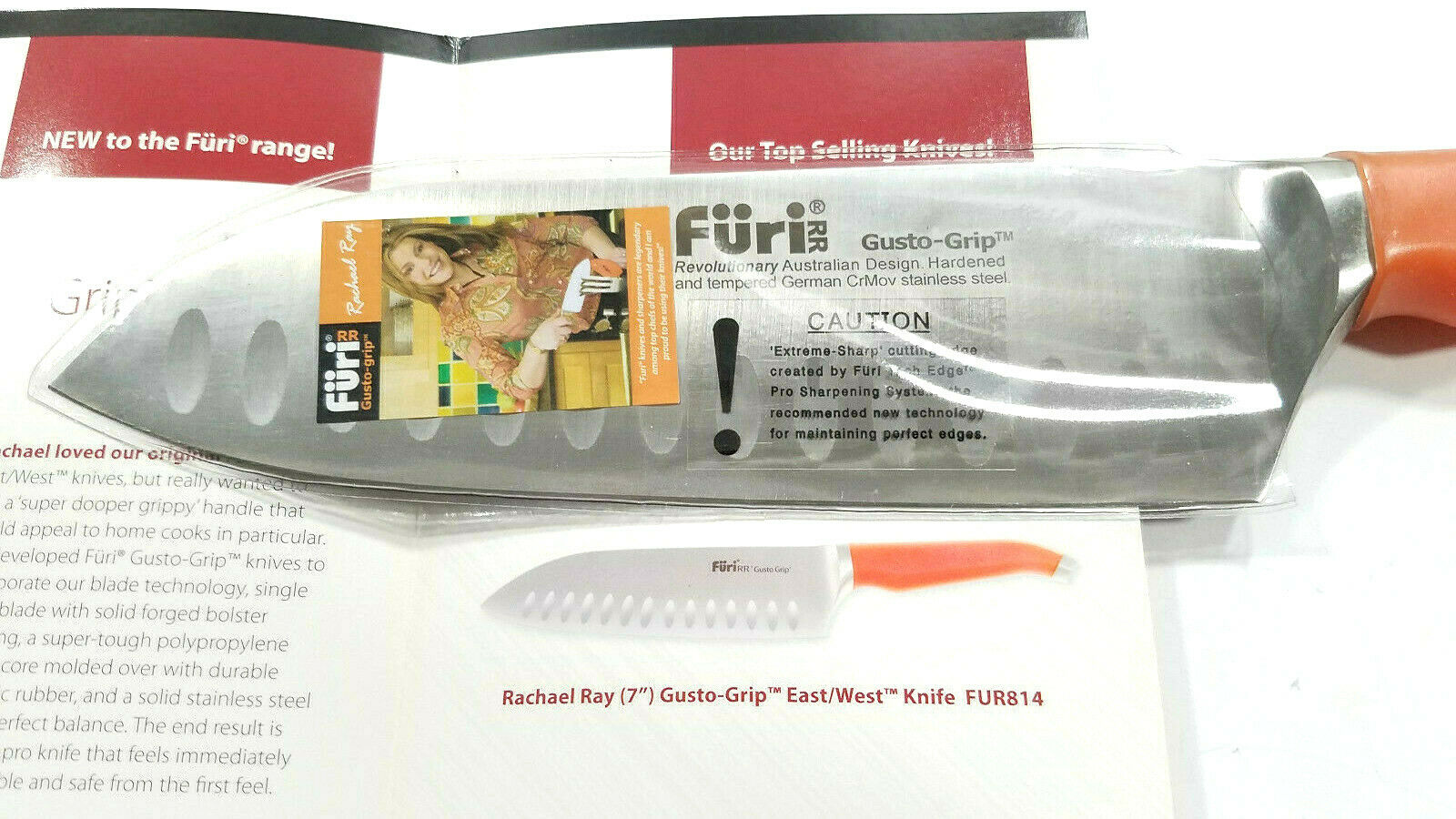 Rachael Ray Furi Gusto Grip Santoku 2 Piece Knife Set Bamboo Case NEW VGC - Fresh Stock Dated January 2026