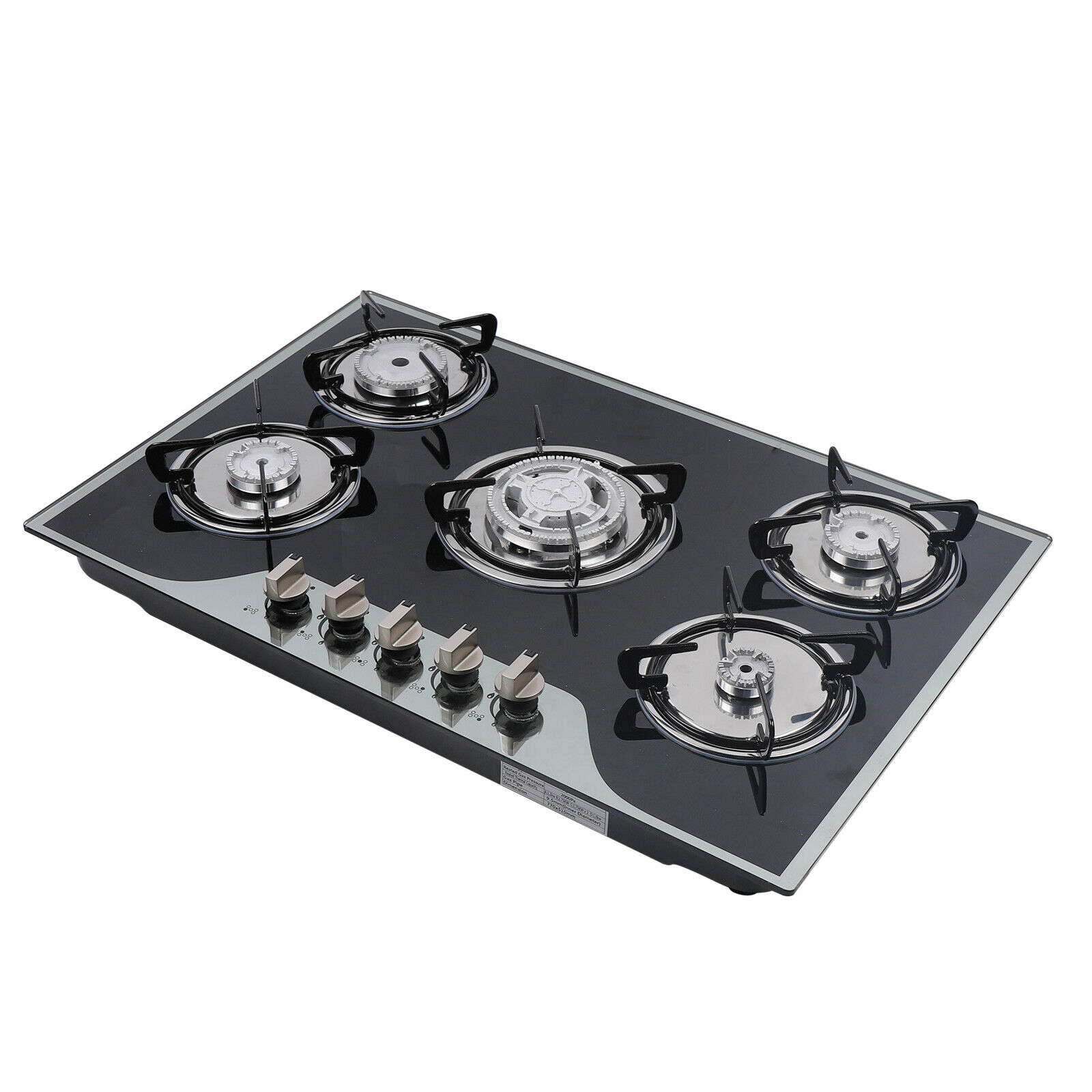 5 Burners Gas Hobs Built-in Kitchen Cooker Stove Cooktop LPG/NG Tempered Glass - Fresh Stock Dated February 2026