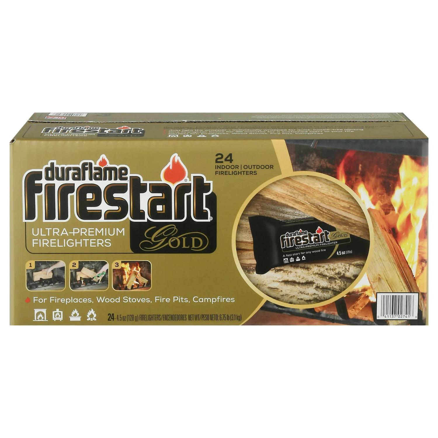 Fire Starters, 24 Pack, 30 Mins Burn Time, Fast Start For Any Wood Fire, 4.5 Oz. - Fresh Stock Dated January 2026