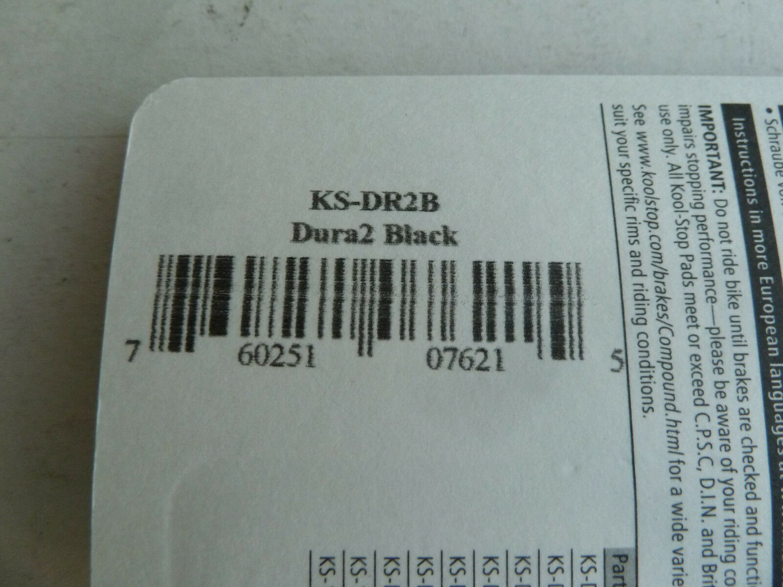 Kool Stop Dura 2 insert brake pads, black, all weather, fit Shimano calipers - Fresh Stock Dated December 2025