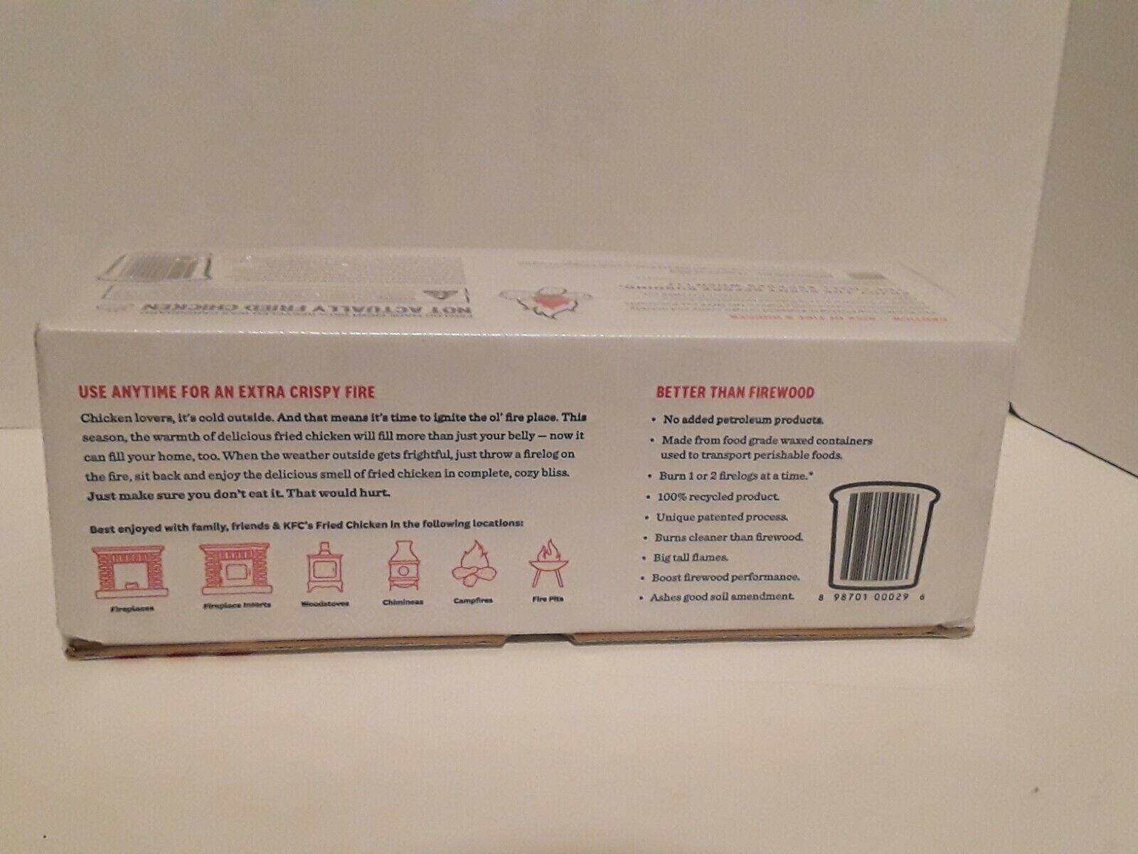 KFC FIRE LOG 11 HERBS & SPICES ENVIROLOG KENTUCKY FRIED CHICKEN FIRE LOG - Fresh Stock Dated December 2025