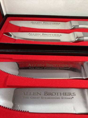 Set 4 Allen Brothers Steaks Knives Two 2 Box Sets “The Great Steakhouse Steaks” - Fresh Stock Dated January 2026