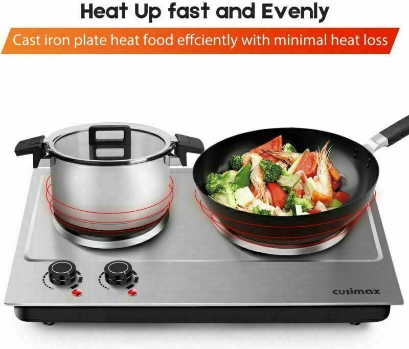 1800W Double Hot Plate Countertop Burner Portable Electric Burners Stainless US - Fresh Stock Dated February 2026