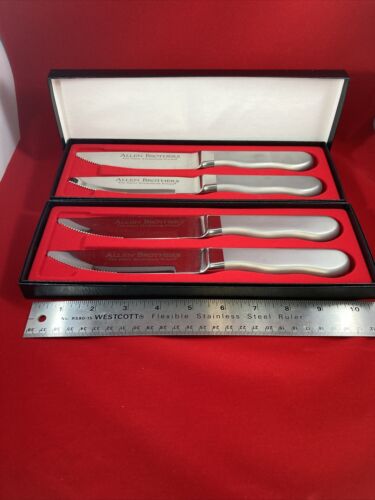 Set 4 Allen Brothers Steaks Knives Two 2 Box Sets “The Great Steakhouse Steaks” - Fresh Stock Dated January 2026