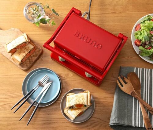 BRUNO BOE084-Red Grill Sandwich Maker Double Japan New - Fresh Stock Dated February 2026