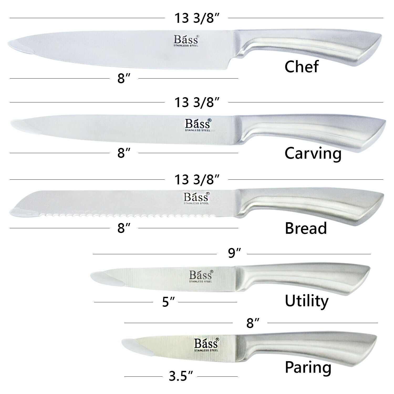 Evelyne 5 pcs Chef Cutlery Stainless Steel Kitchen Knife With Holding Block Set - Fresh Stock Dated January 2026