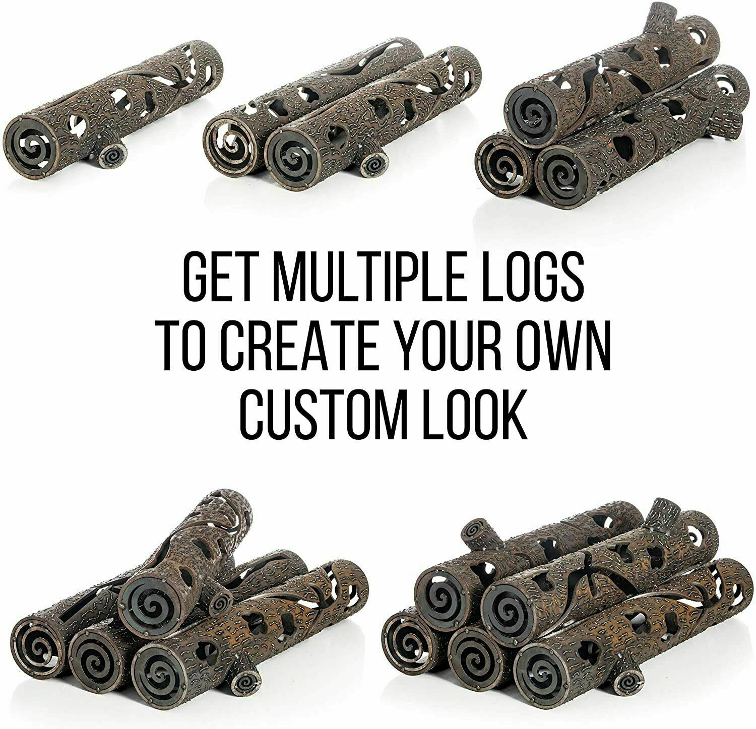 Maxam Decorative Metal Firewood Log for Gas and Propane Outdoor Fireplace Pits - Fresh Stock Dated December 2025