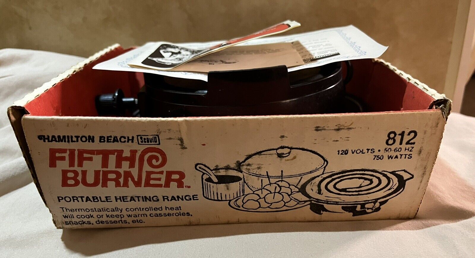 VTG Hamilton Beach Fifth Burner Portable Hot Plate Model 812-2 U.S.A. 750 Watts - Fresh Stock Dated February 2026