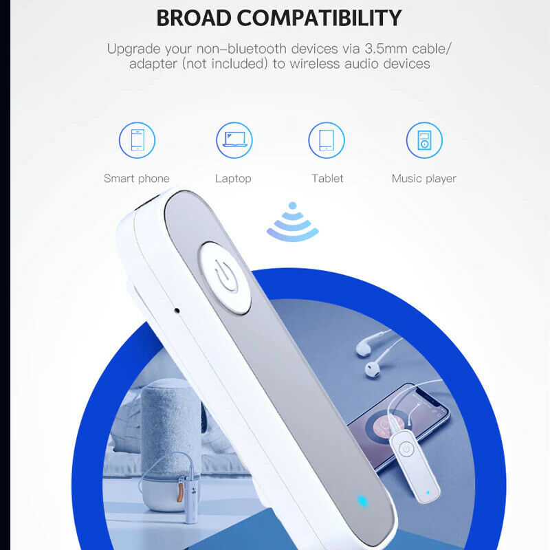 Bluetooth 5.0 Receiver 3.5mm AUX Adapter for Car Headphone Speaker - Fresh Stock Dated December 2025