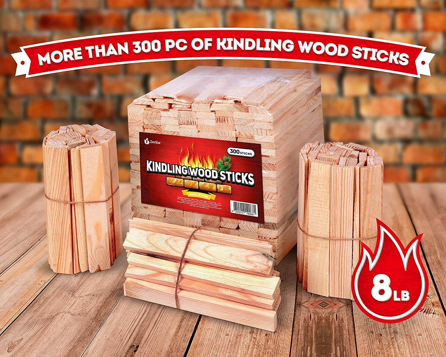 Kindling Wood fire Starter Sticks 300 500 pc Kiln Dried Firewood Fire Starter - Fresh Stock Dated December 2025