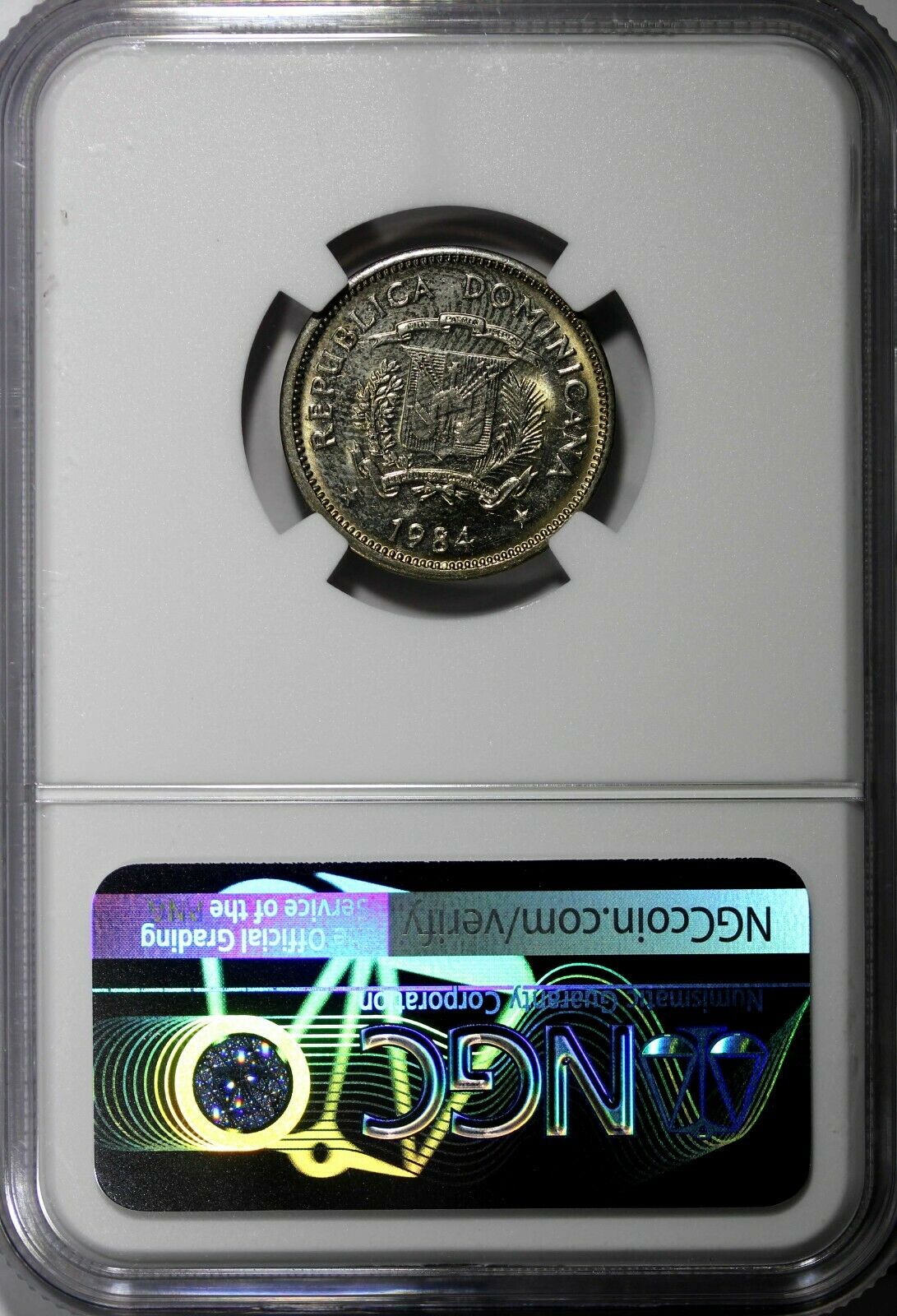 DOMINICAN REPUBLIC 1984 MO 5 Centavos NGC MS63 Sanchez and Mella KM# 59 (054) - Fresh Stock Dated December 2025