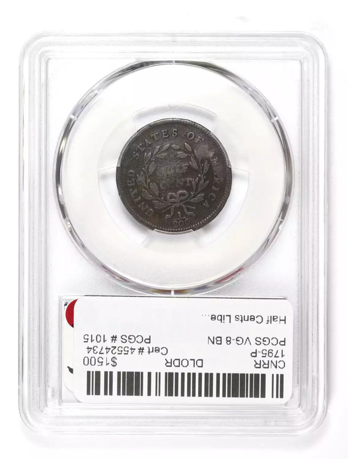 1795  Half Cent PCGS VG-8 BN Lettered Edge, Punctuated Date - Fresh Stock Dated December 2025