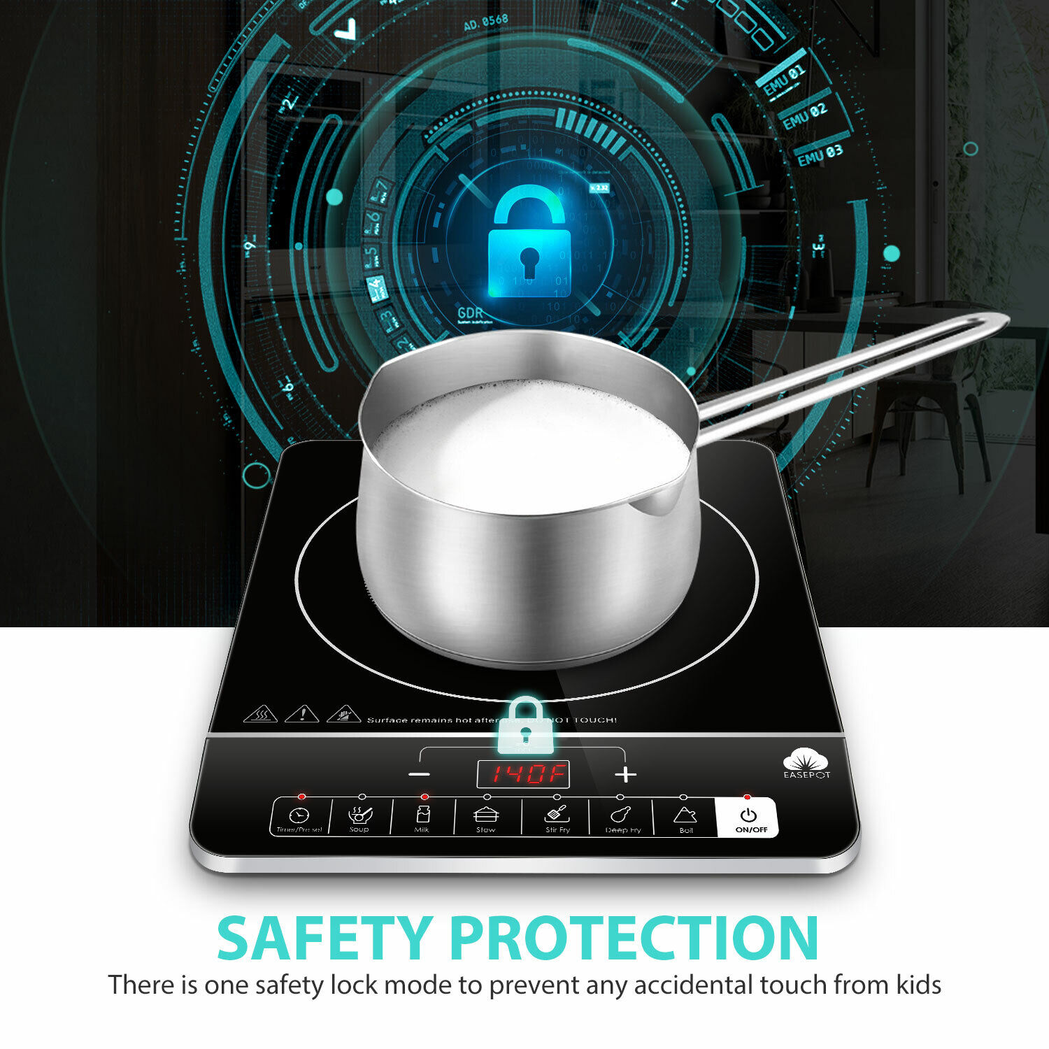 EASEPOT Induction Cooktop Cooker Countertop Burner Hot Plate Stove Induction Hob - Fresh Stock Dated February 2026