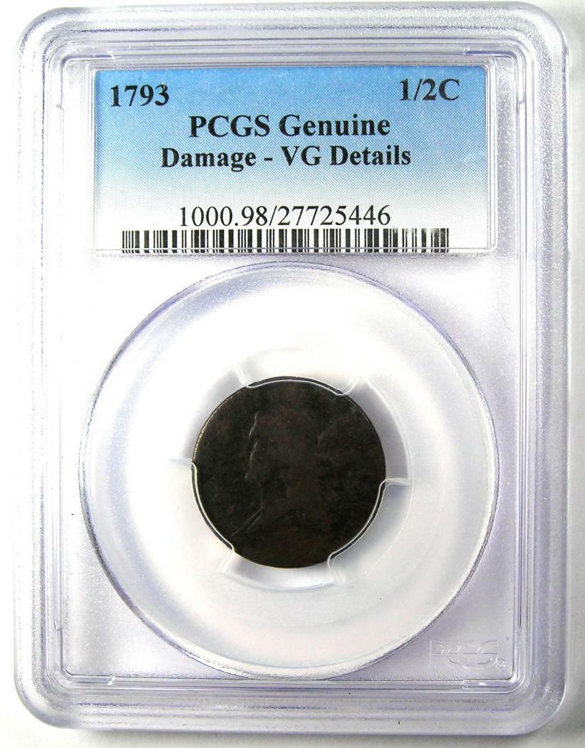 1793 Liberty Cap Flowing Hair Half Cent 1/2C - PCGS VG Detail - Rare Coin! - Fresh Stock Dated December 2025