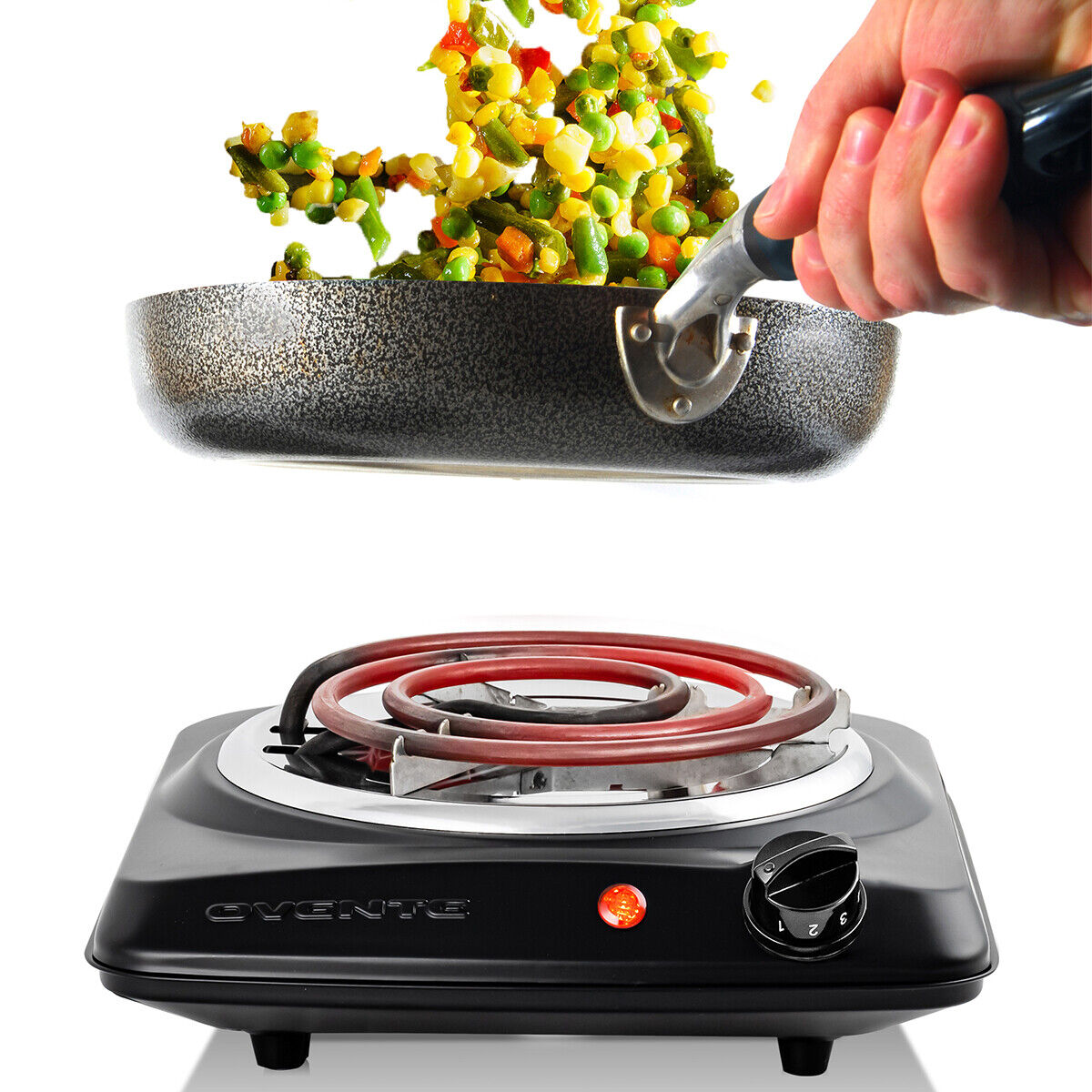 Ovente Electric Single Coil Burner 6 Inch Hot Plate Portable Cooktop BGC101B - Fresh Stock Dated February 2026