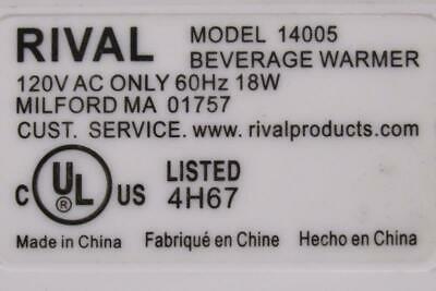 Rival Beverage Warmer Model 14005 White 18W Powers On - Fresh Stock Dated February 2026