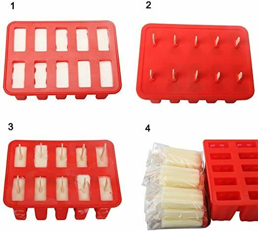 Silicone Frozen Ice Popsicle Maker-BPA Free, with 50 Popsicle Sticks, 50 Bags - Fresh Stock Dated February 2026