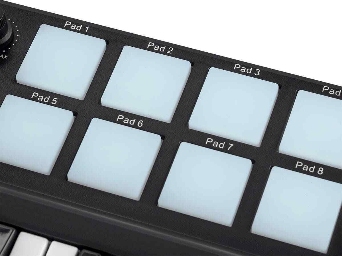 Monoprice SRK Mini USB MIDI Keyboard Controller with 8 Pads, 4 Knobs, 4 Sliders - Fresh Stock Dated December 2025