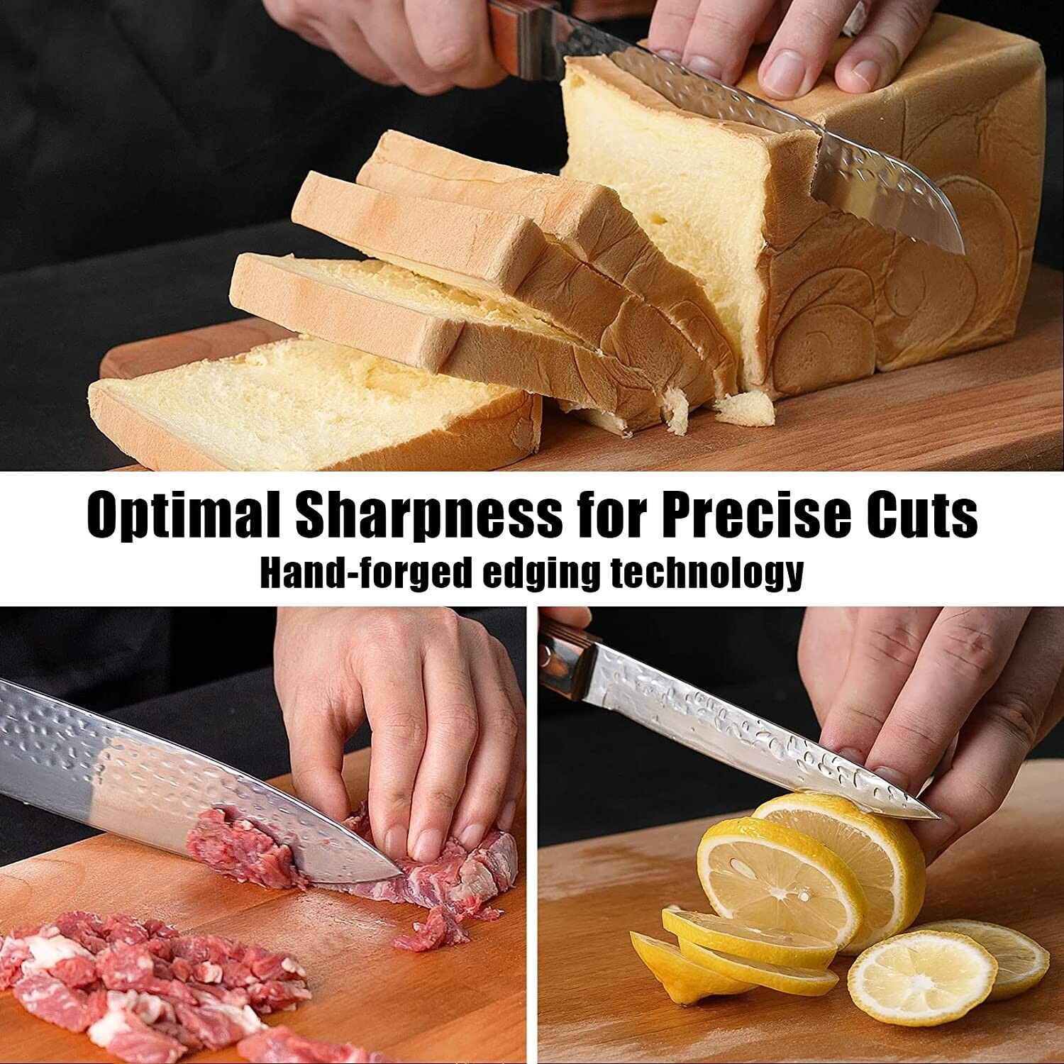 Knife Set, 15-Piece Kitchen Knife Set with Block Wooden German Stainless Steel - Fresh Stock Dated February 2026