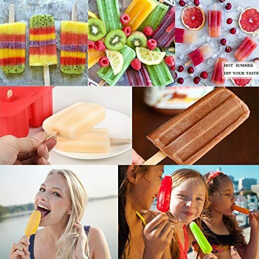 Silicone Frozen Ice Popsicle Maker-BPA Free, with 50 Popsicle Sticks, 50 Bags - Fresh Stock Dated February 2026