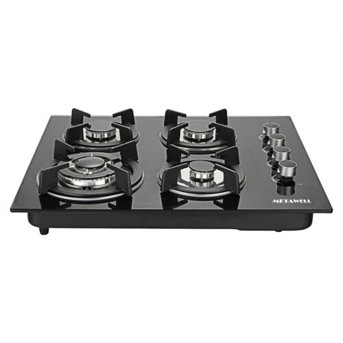 23.6'' Tempered Glass 4 Burner (2.75-3 KW) Gas Stove Kitchen Cooktops Cooker Hob - Fresh Stock Dated February 2026