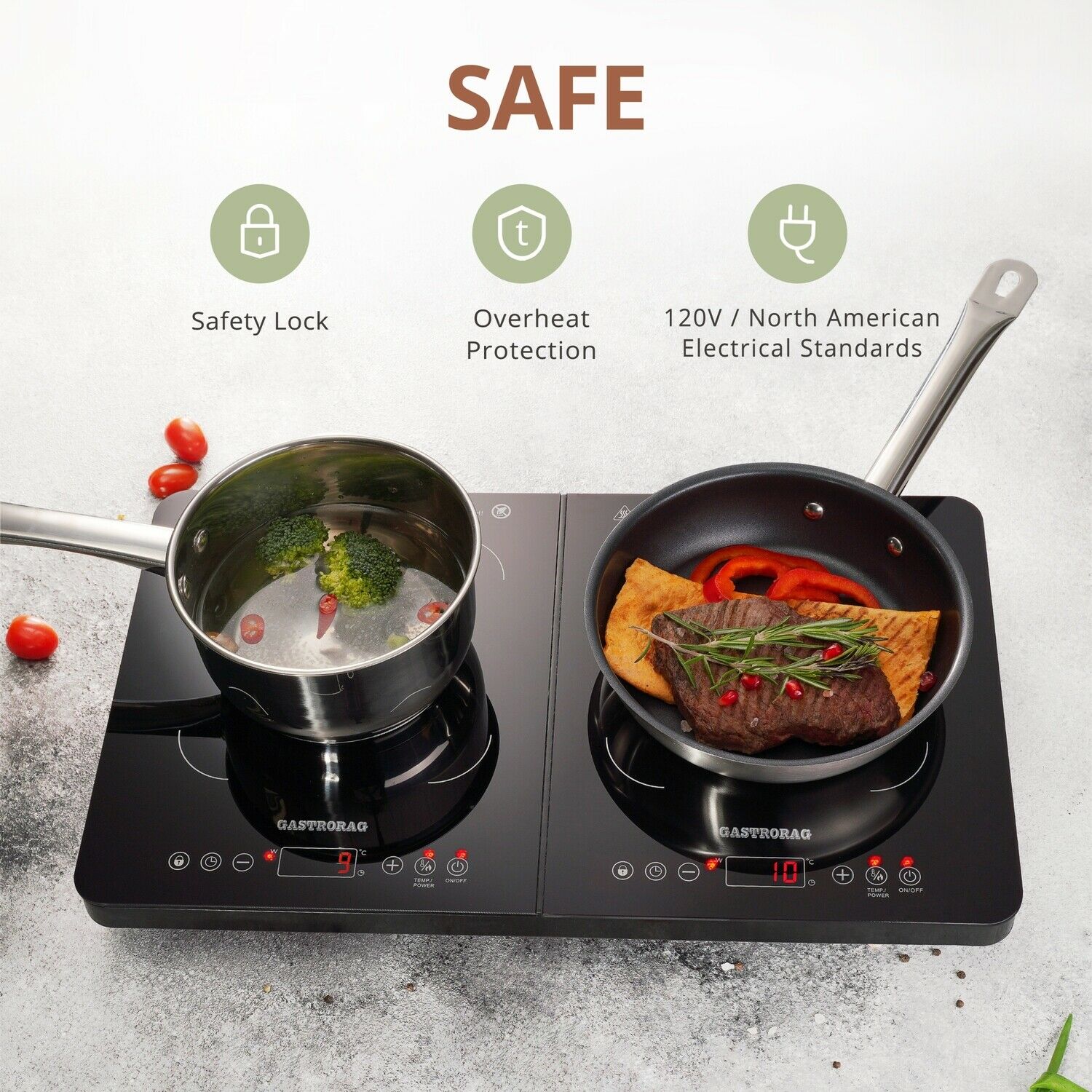 Gastrorag 1800W Double Induction Cooktop, IP-34 DOUBLE - Fresh Stock Dated February 2026