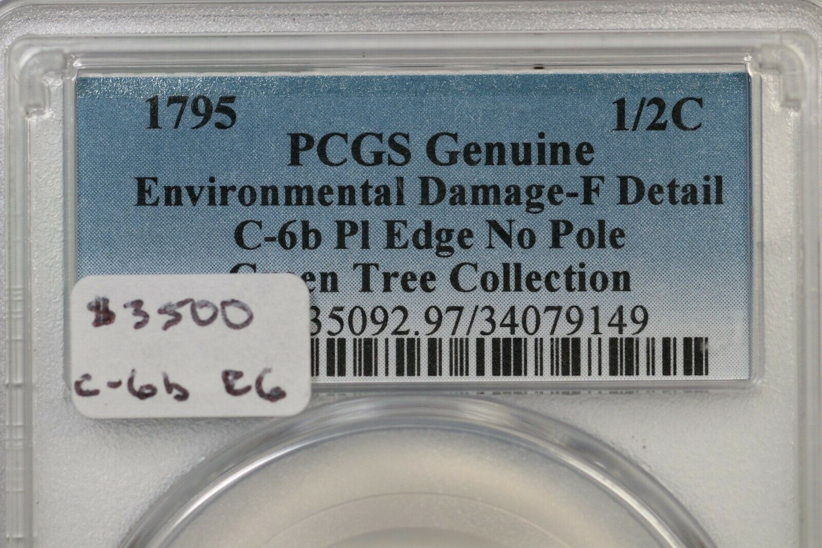 1795 C-6b R-6 PCGS F Details Pl Edge, No Pole Liberty Cap Half Cent Coin 1c - Fresh Stock Dated December 2025
