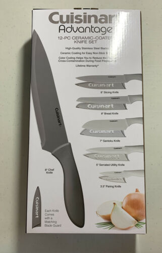 Cuisinart Advantage 12-Piece Gray Knife Set with Blade Guards C55-12PCG - Fresh Stock Dated January 2026