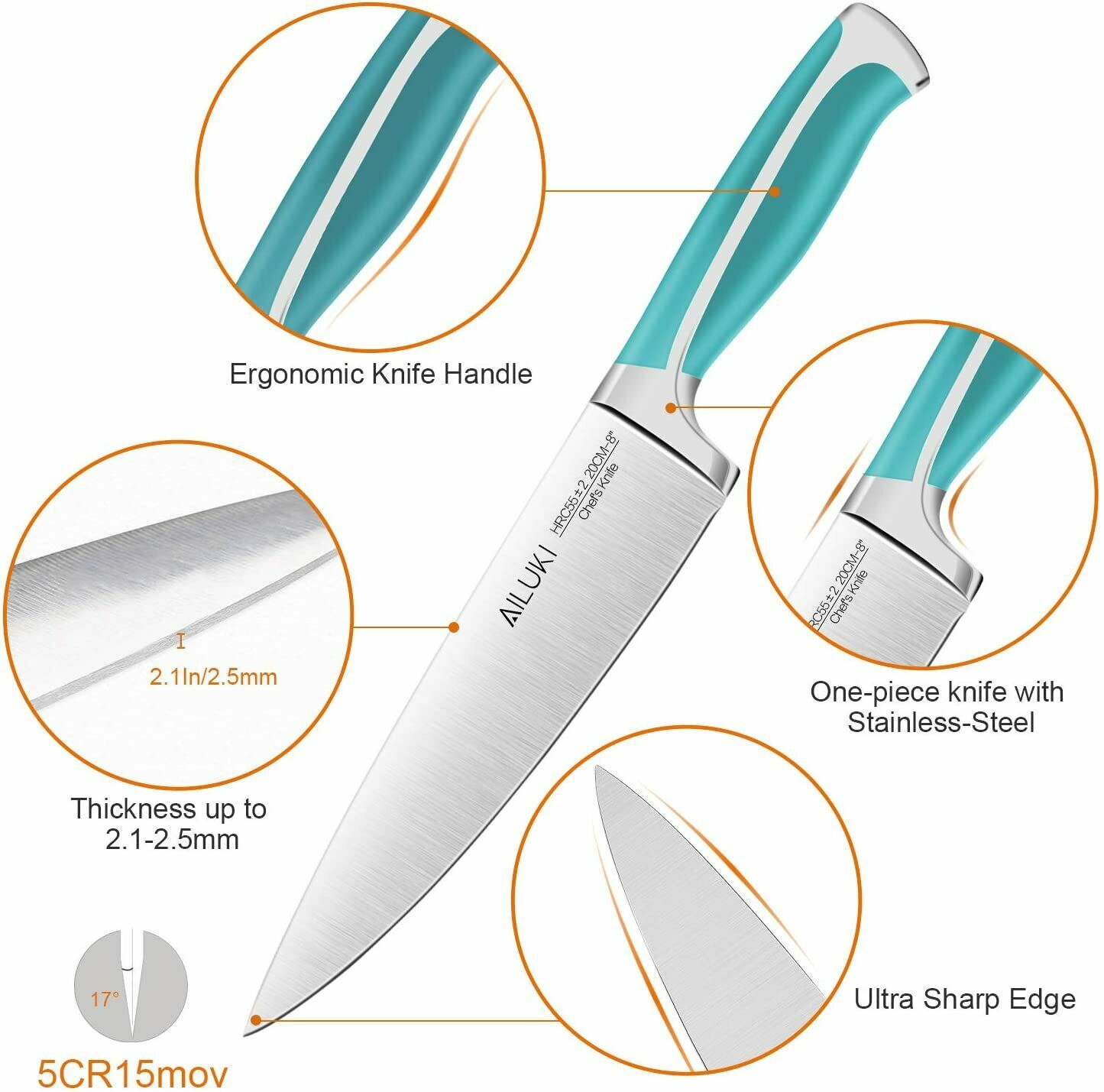 Knife Set, 18-Piece Kitchen Knife Set with Block Wooden German Stainless Steel - Fresh Stock Dated January 2026