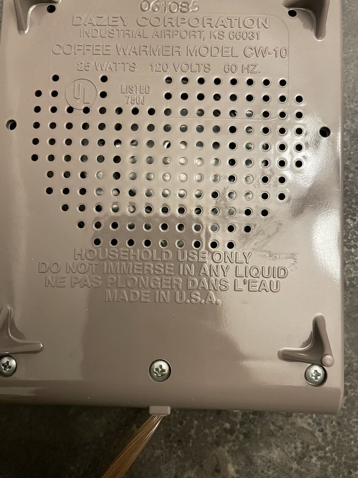 Vintage Dazey 25 Watt Coffee  Tea Soup Cup Mug Beverage Warmer CW-10 Made in USA - Fresh Stock Dated February 2026