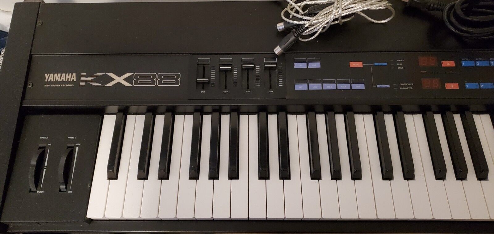 Yamaha KX88 MIDI Controller Keyboard and wheeled flight/tour case and cords - Fresh Stock Dated December 2025