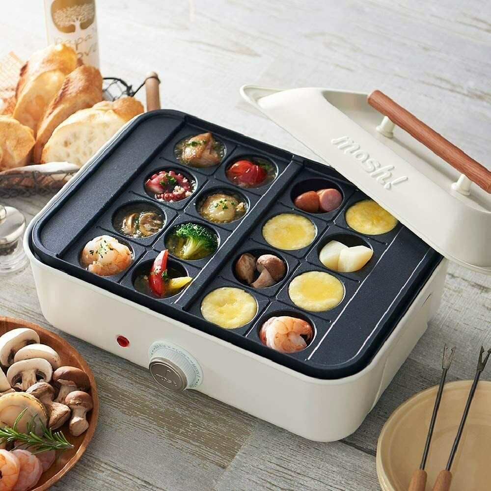 mosh Mini hot plate  M-HP1PE [Takoyaki plate,flat plate set] Various ways to use - Fresh Stock Dated February 2026