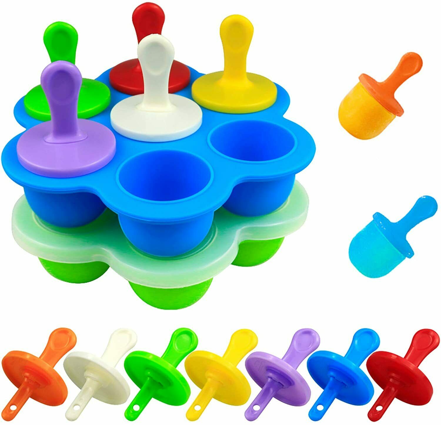 2 Pack Silicone Popsicle Maker Molds- 7-cavity Mini DIY Ice Pop Mold With - Fresh Stock Dated February 2026