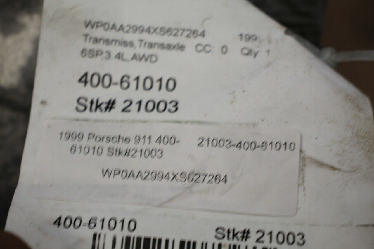 1999 2000 2001 Porsche 911 996 Carrera 4 6 Speed Transmission Stk#21003 - Fresh Stock Dated December 2025