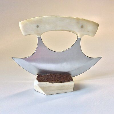 Bone Handle Ulu Knife w/ Genuine Quality Leather Sheath - Fresh Stock Dated January 2026