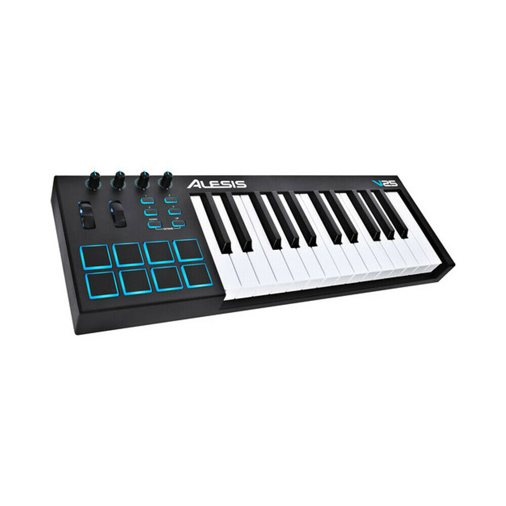 Alesis V25 | 25-Key USB MIDI Keyboard & Drum Pad Controller + 4-Port USB 2.0 Hu - Fresh Stock Dated December 2025