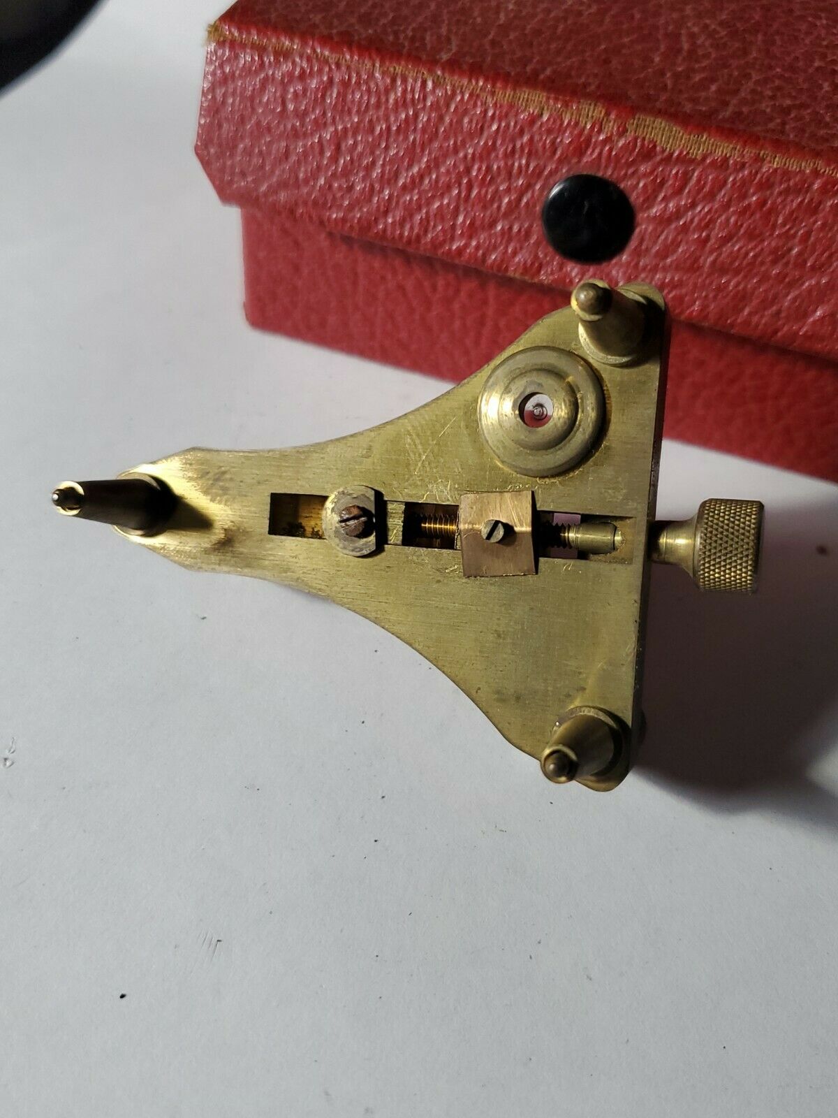 vintage antique watchmakers balance poising tool swartchild w/sight Level, ruby - Fresh Stock Dated December 2025